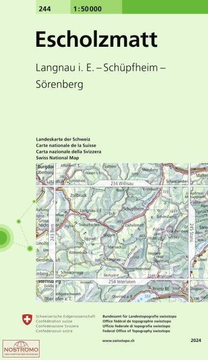 244 ESCHOLZMATT - LANGNAU I. E. - SCHÜPFHEIM - SÖRENBERG | Swisstopo topographic map