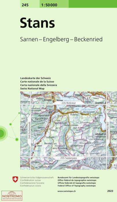 245 STANS - SARNEN - ENGELBERG - BECKENRIED | Swisstopo topographic map