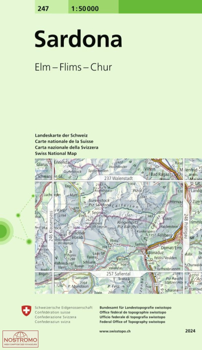247 SARDONA - ELM - FLIMS - CHUR | Swisstopo topographic map