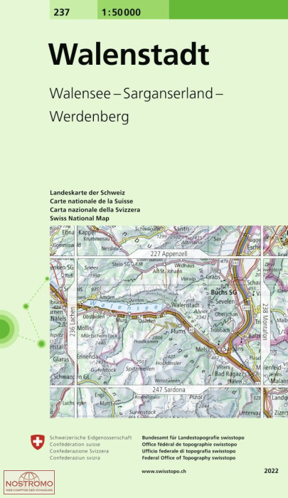 237 WALENSTADT - WALENSEE - SARGANSERLAND - WERDENBERG | Swisstopo topographic map