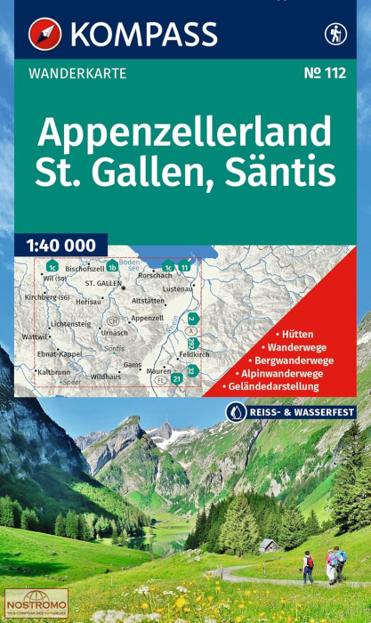 APPENZELLERLAND - ST GALLEN - SÄNTIS 112 | carte de randonnée Kompass