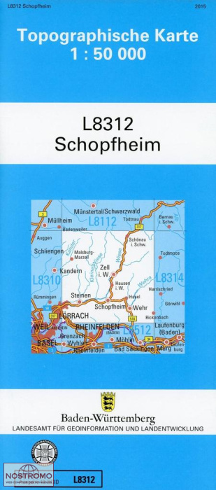 L8516 HOHENTENGEN AM HOCHRHEIN | carte topographique LGL