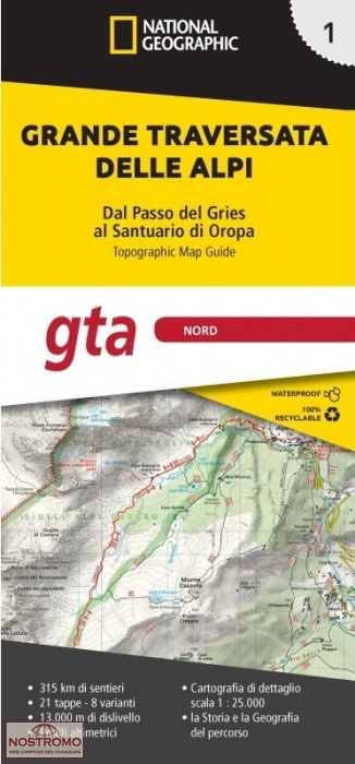 GRANDE TRAVERSATA DELLE ALPI  - 1 | cartoguide de randonnée National Geographic maps/Geo4map