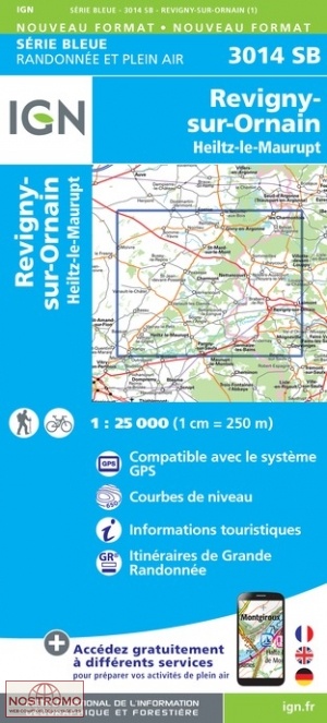 3014SB REVIGNY-SUR-ORNAIN | carte de randonnée IGN