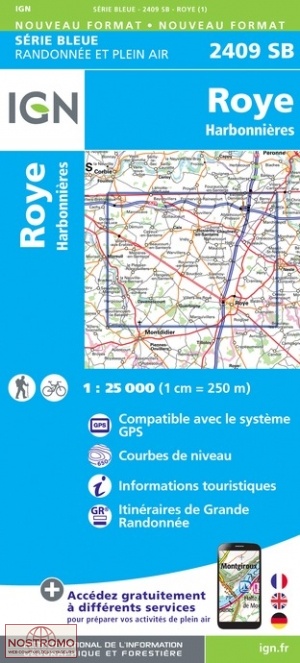 2409SB ROYE - HARBONNIÈRES | carte de randonnée IGN