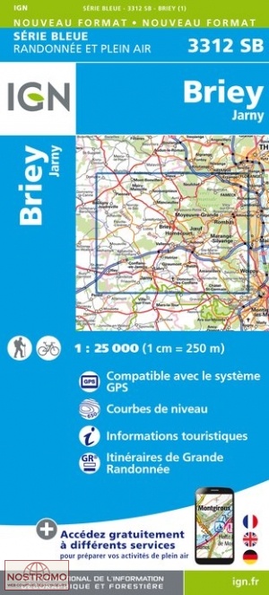 3312SB BRIEY - JARNY | carte de randonnée IGN