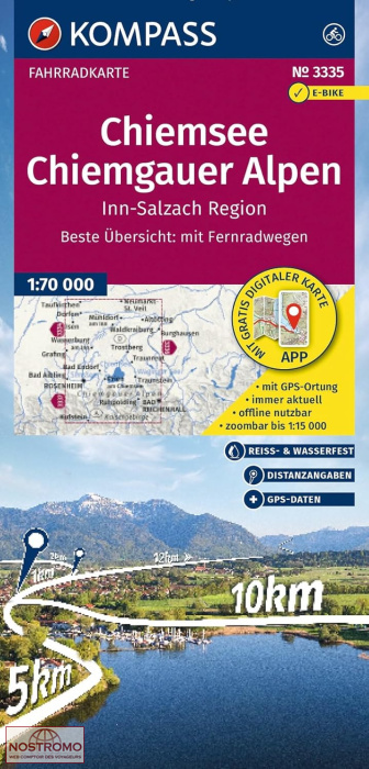 3335 CHIEMSEE - CHIEMGAUER ALPEN | carte de cyclotourisme Kompass