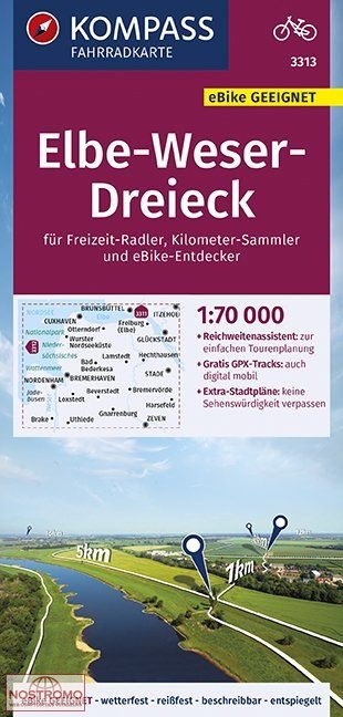 3313 ELBE-WESER-DREIECK | Kompass cycling map
