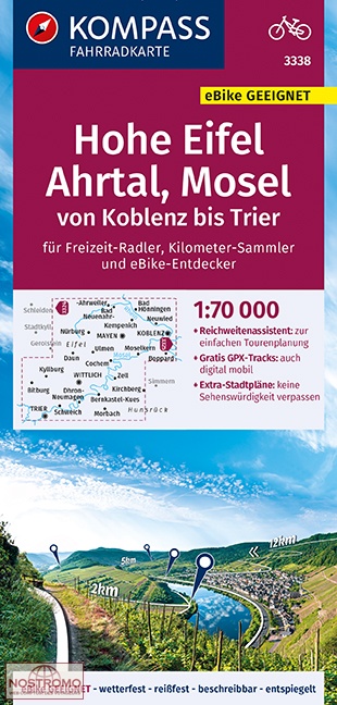 3338 HOHE EIFEL - AHRTAL - MOSEL | Kompass cycling map