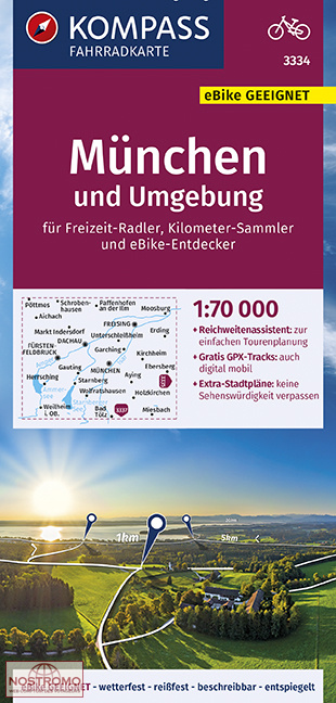 3334 MÜNCHEN UND UMGEBUNG | Kompass cycling map