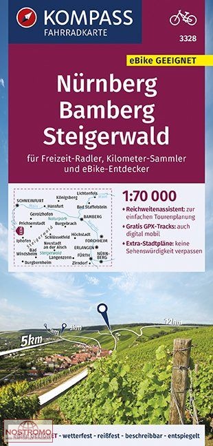 3328 NÜRNBERG - BAMBERG - STEIGERWALD | Kompass cycling map