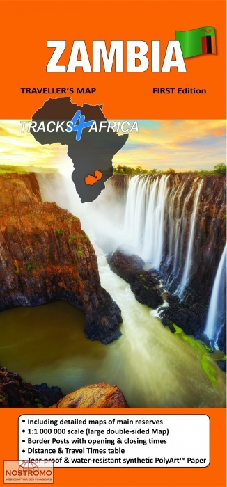 ZAMBIE | carte routière Tracks4Africa