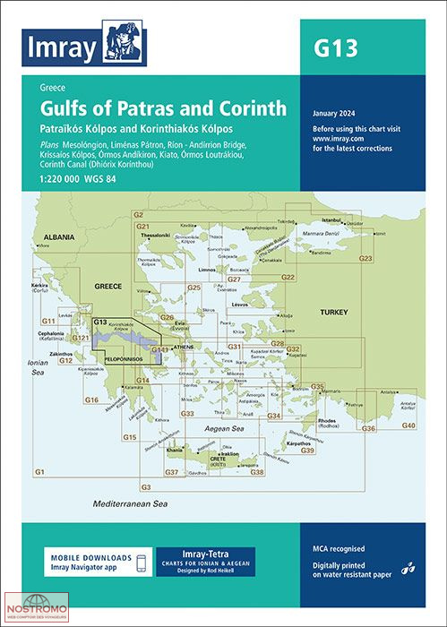 G13 GOLFES DE PATRAS ET DE CORINTHE | carte marine Imray