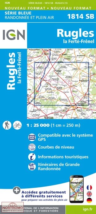 1814SB RUGLES | carte de randonnée IGN