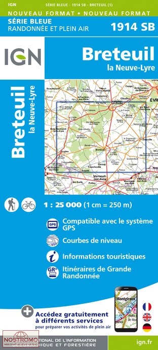 1914SB BRETEUIL | carte de randonnée IGN