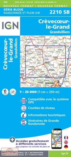 2210SB CRÈVECOEUR-LE-GRAND | carte de randonnée IGN