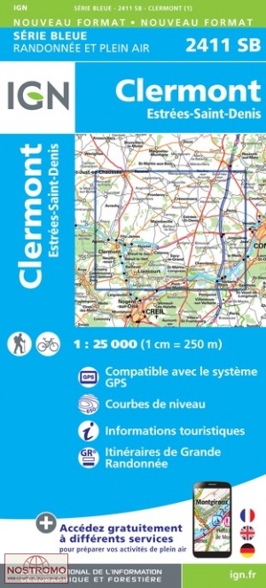 2411SB CLERMONT | carte de randonnée IGN