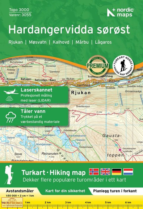 3055 HARDANGERVIDDA SØRØST | Nordic Maps hiking map
