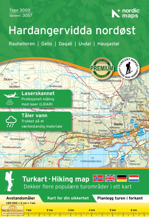 3057 HARDANGERVIDDA NORDØST | carte de randonnée Nordic Maps