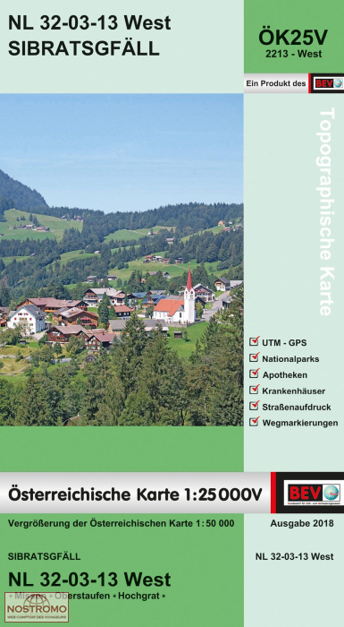 2213-WEST SIBRATSGFÄLL | carte topographique BEV