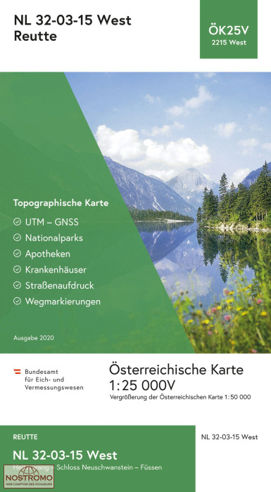 2215-WEST REUTTE | carte topographique BEV