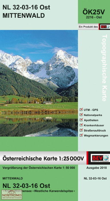 2216-OST MITTENWALD | carte topographique BEV
