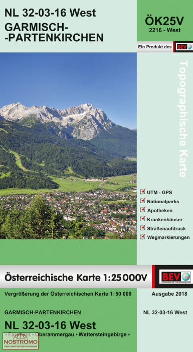 2216-WEST GARMISCH-PARTENKIRCHEN | carte topographique BEV