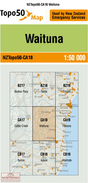 CA18 WAITUNA | carte topographique LINZ