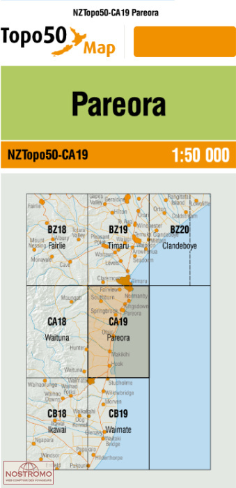 CA19 PAREORA | carte topographique LINZ