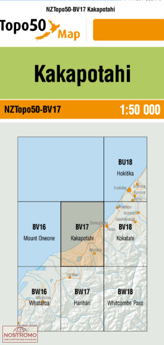 BV17 KAKAPOTAHI | carte topographique LINZ