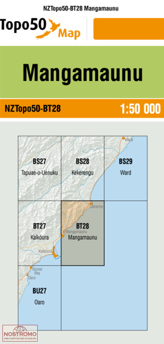 BT28 MANGAMAUNU | carte topographique LINZ
