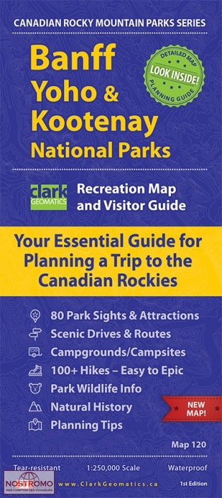 BANFF, YOHO & KOOTENAY NATIONAL PARKS | carte touristique Clark Geomatics