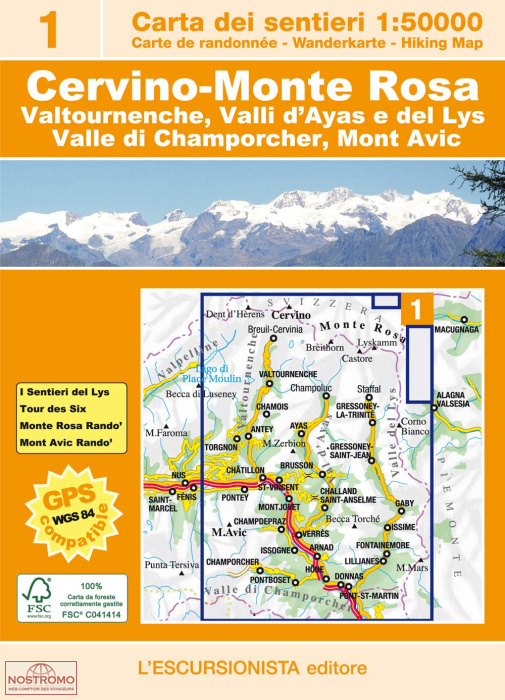01-50 CERVINO - MONTE ROSA | l'Escursionista hiking map