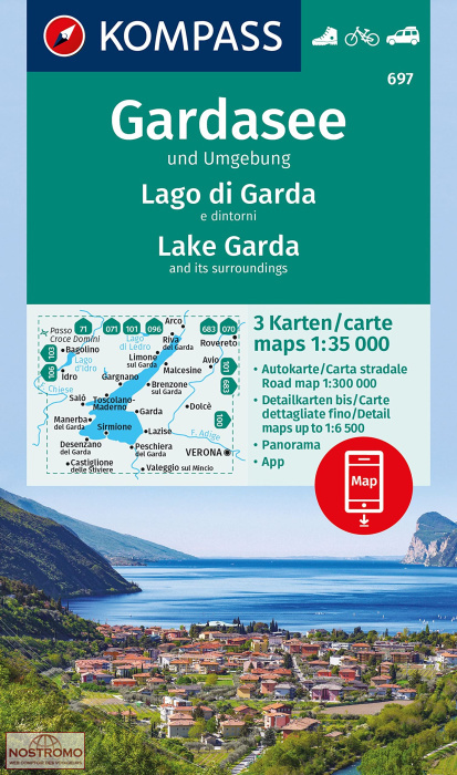 697 LAGO DI GARDA E DINTORNI | cartes de randonnée Kompass