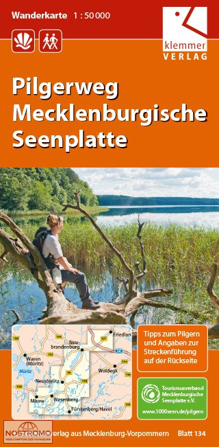 134 PILGERWEG MECKLENBURGISCHE SEENPLATTE | carte de randonnée Klemmer