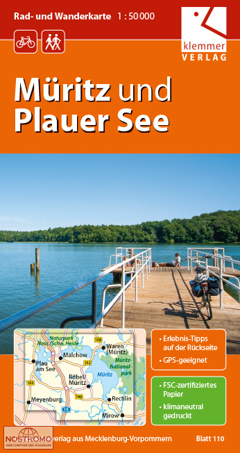 110 MÜRITZ UND PLAUER SEE | carte de randonnée Klemmer