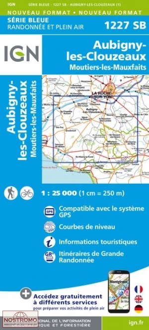 1227SB AUBIGNY-LES-CLOUZEAUX | carte de randonnée IGN