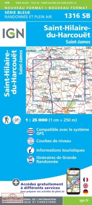 1316SB SAINT-HILAIRE-DU-HARCOUËT | carte de randonnée IGN