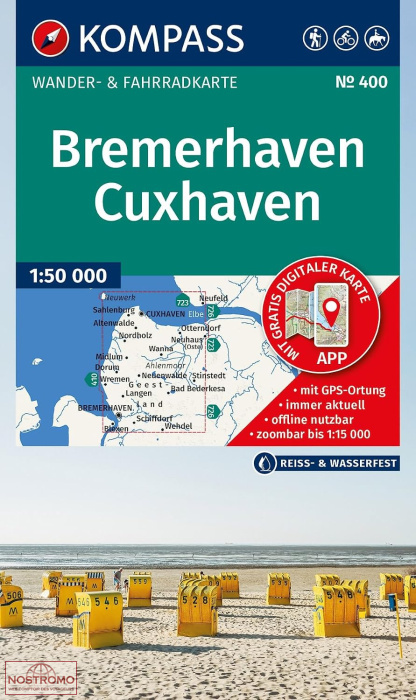 400 BREMERHAVEN - CUXHAVEN | carte de randonnée Kompass