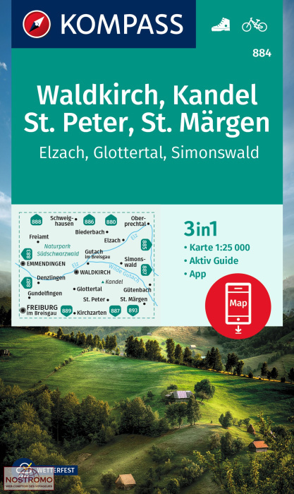 884 WALDKIRCH - KANDEL - ST. PETER - ST. MÄRGEN | Kompass hiking map