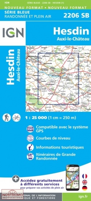 2206SB HESDIN | carte de randonnée IGN