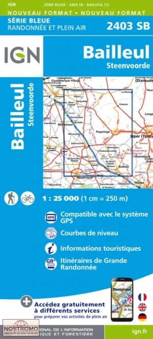 2403SB BAILLEUL | carte de randonnée IGN