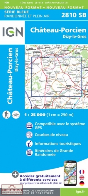 2810SB CHÂTEAU-PORCIEN | carte de randonnée IGN