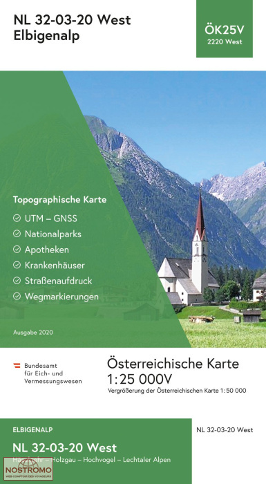 2220-WEST ELBIGENALP | carte topographique BEV