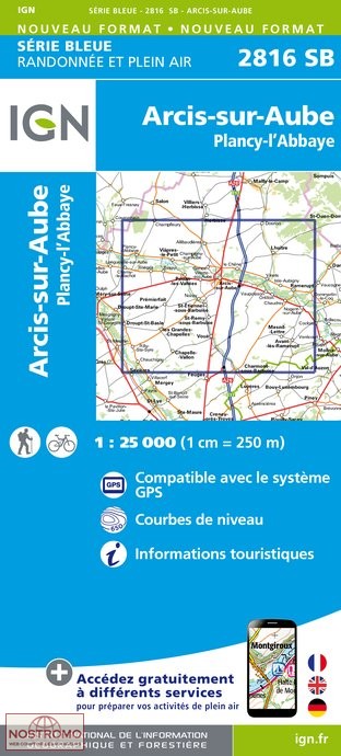 2816SB ARCIS-SUR-AUBE | carte de randonnée IGN