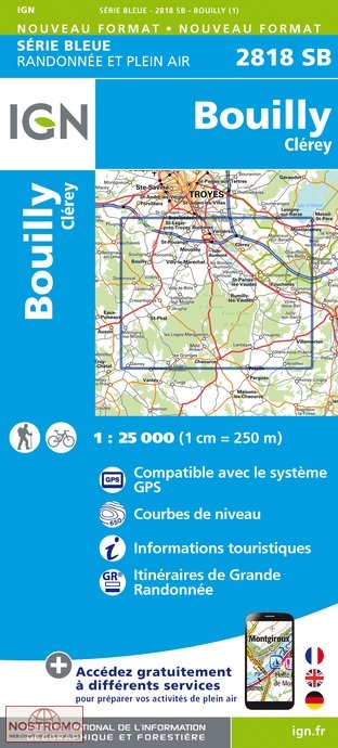 2818SB BOUILLY - CLÉREY | carte de randonnée IGN