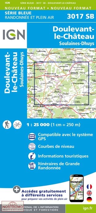 3017SB DOULEVANT-LE-CHÂTEAU | carte de randonnée IGN