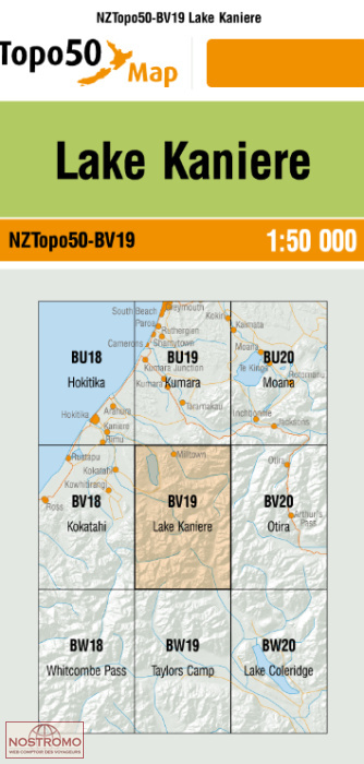 BV19 LAKE KANIERE | carte topographique LINZ