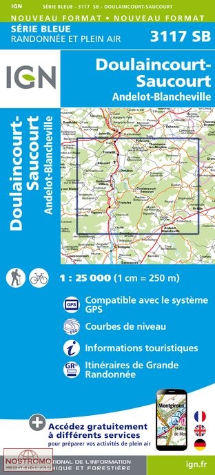 3117SB DOULAINCOURT-SAUCOURT | carte de randonnée IGN
