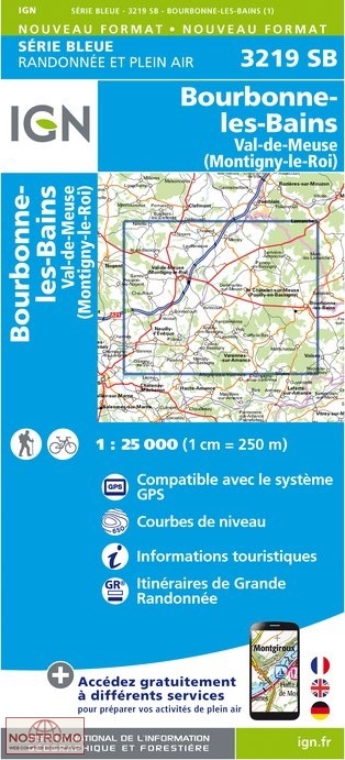 3219SB BOURBONNE-LES-BAINS | carte de randonnée IGN